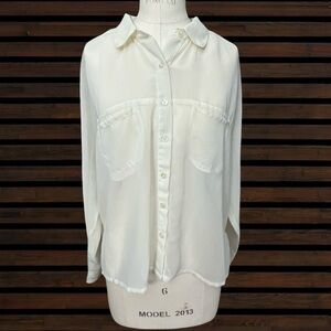 Vintage Tramp Sheer Button-Down Shirt Size Medium Flowy 90s Y2K